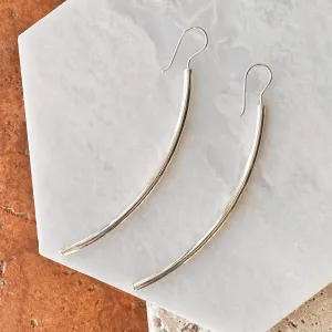 Sterling Silver Long Tube Bar Dangle Earrings