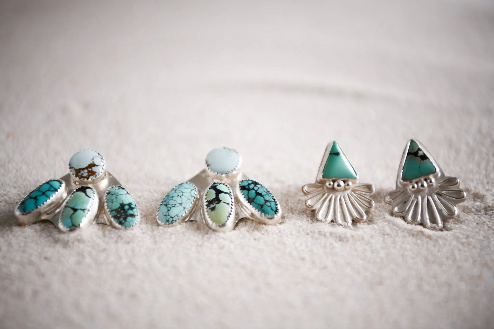 Sterling Silver Turquoise Sunline Wildflower Front and Back Earrings