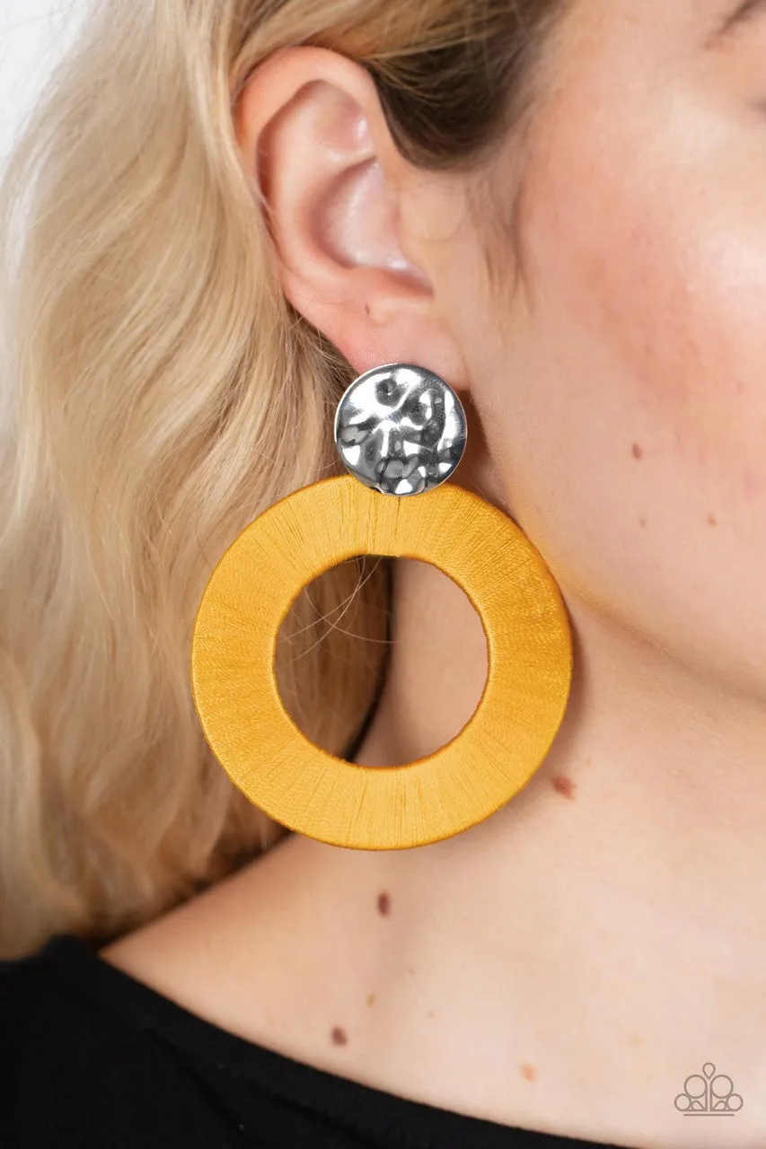 Strategically Sassy Yellow Paparazzi Earrings