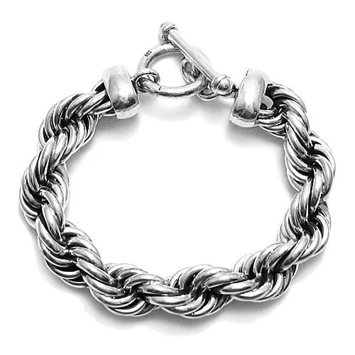 Stunning Sterling Silver 8.75 inch Wide Braided Twist Rope Bracelet