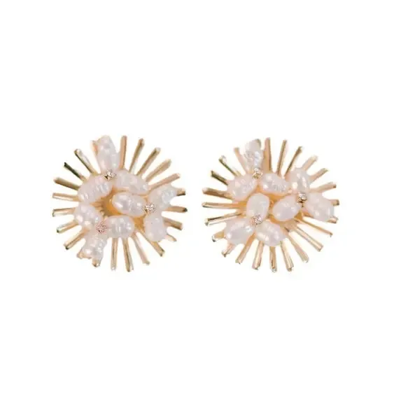 Sunburst Pearl Statement Stud Earrings
