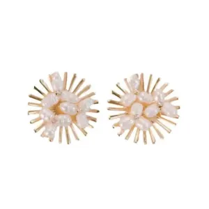 Sunburst Pearl Statement Stud Earrings
