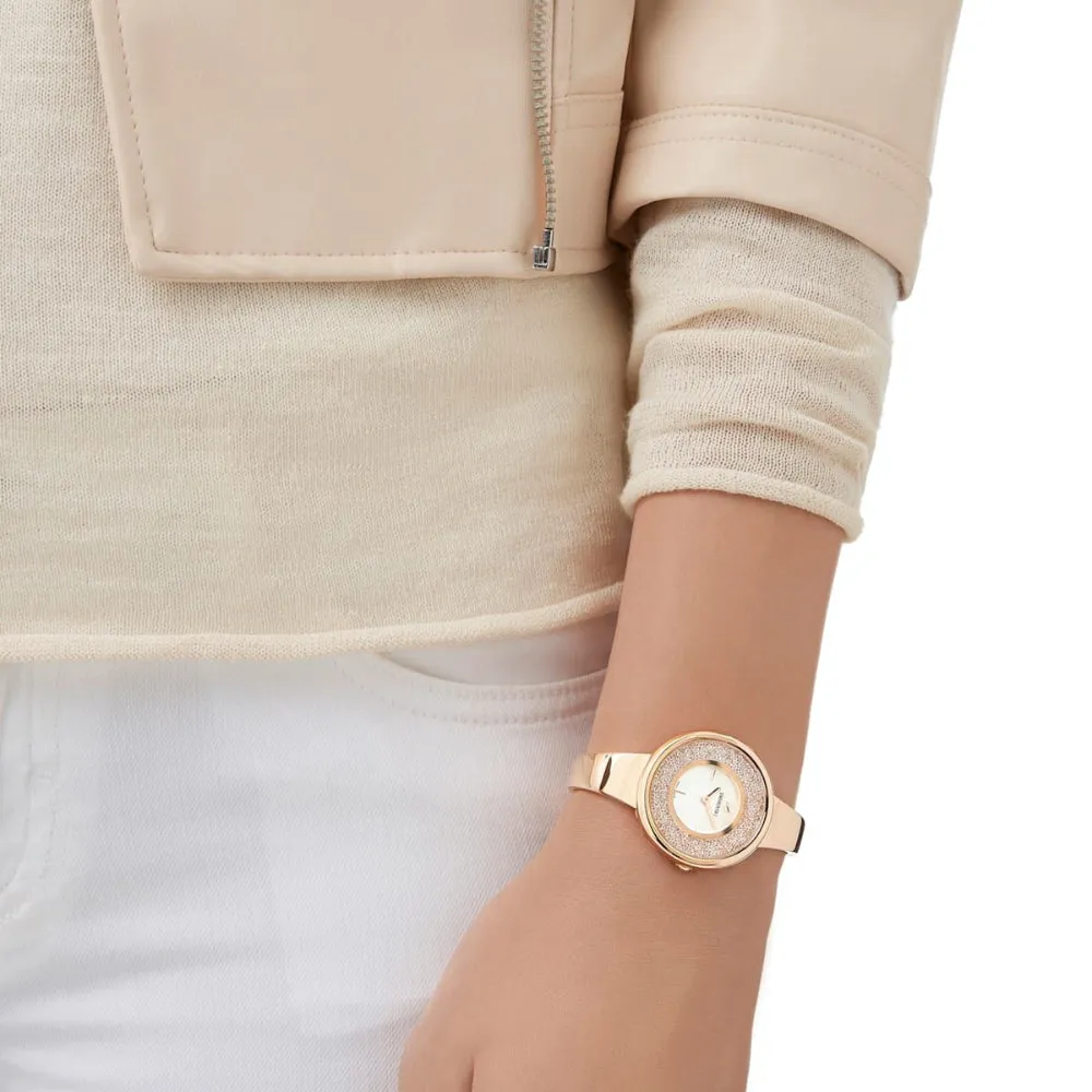 Swarovski Crystalline Pure Watch Metal Bracelet White Rose-Gold Tone