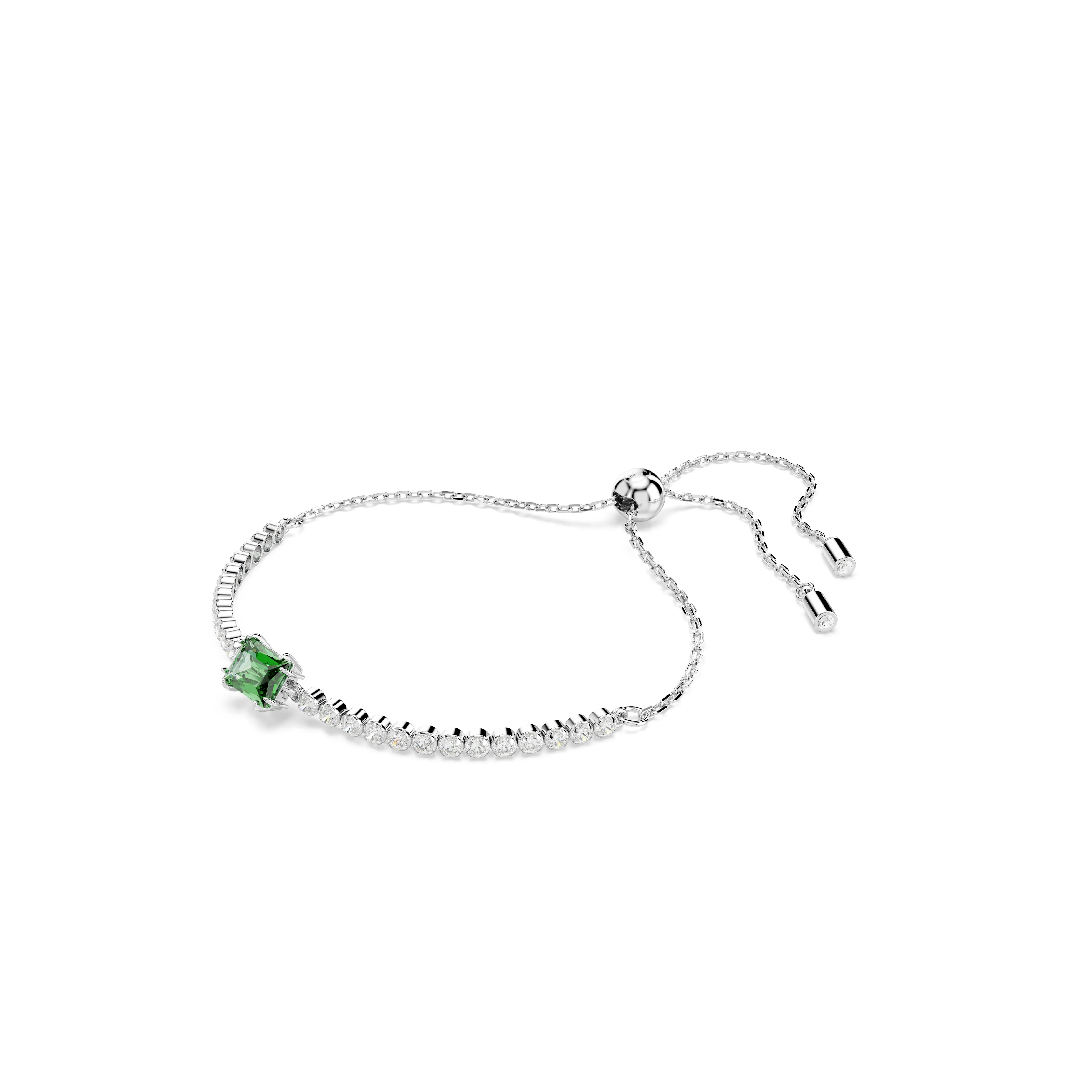 Swarovski Rhodium Matrix Tennis Green Bracelet