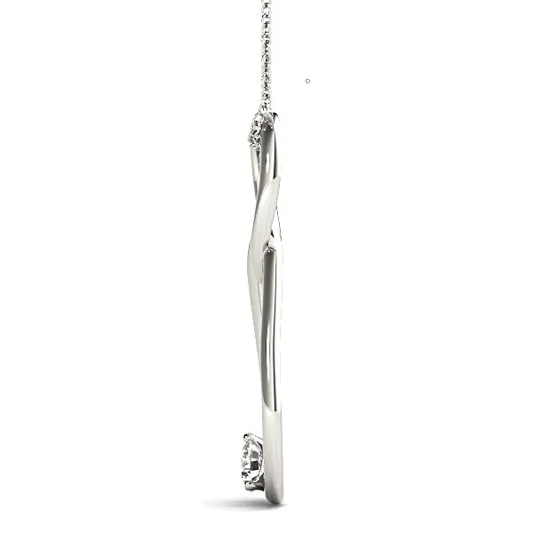 Tear Knot Round Diamond Solitaire Necklace Pendant