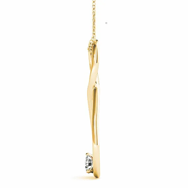 Tear Knot Round Diamond Solitaire Necklace Pendant