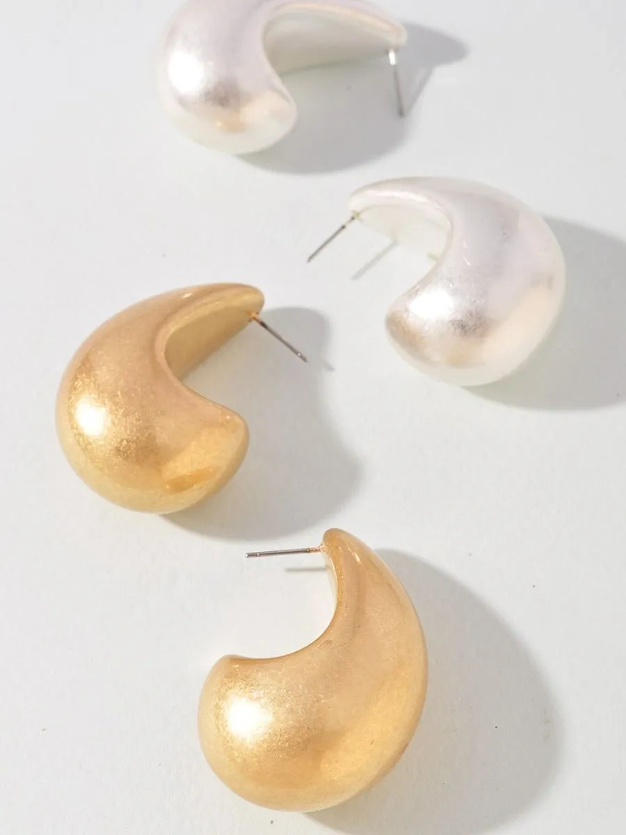 Teardrop Dome Metal Earring