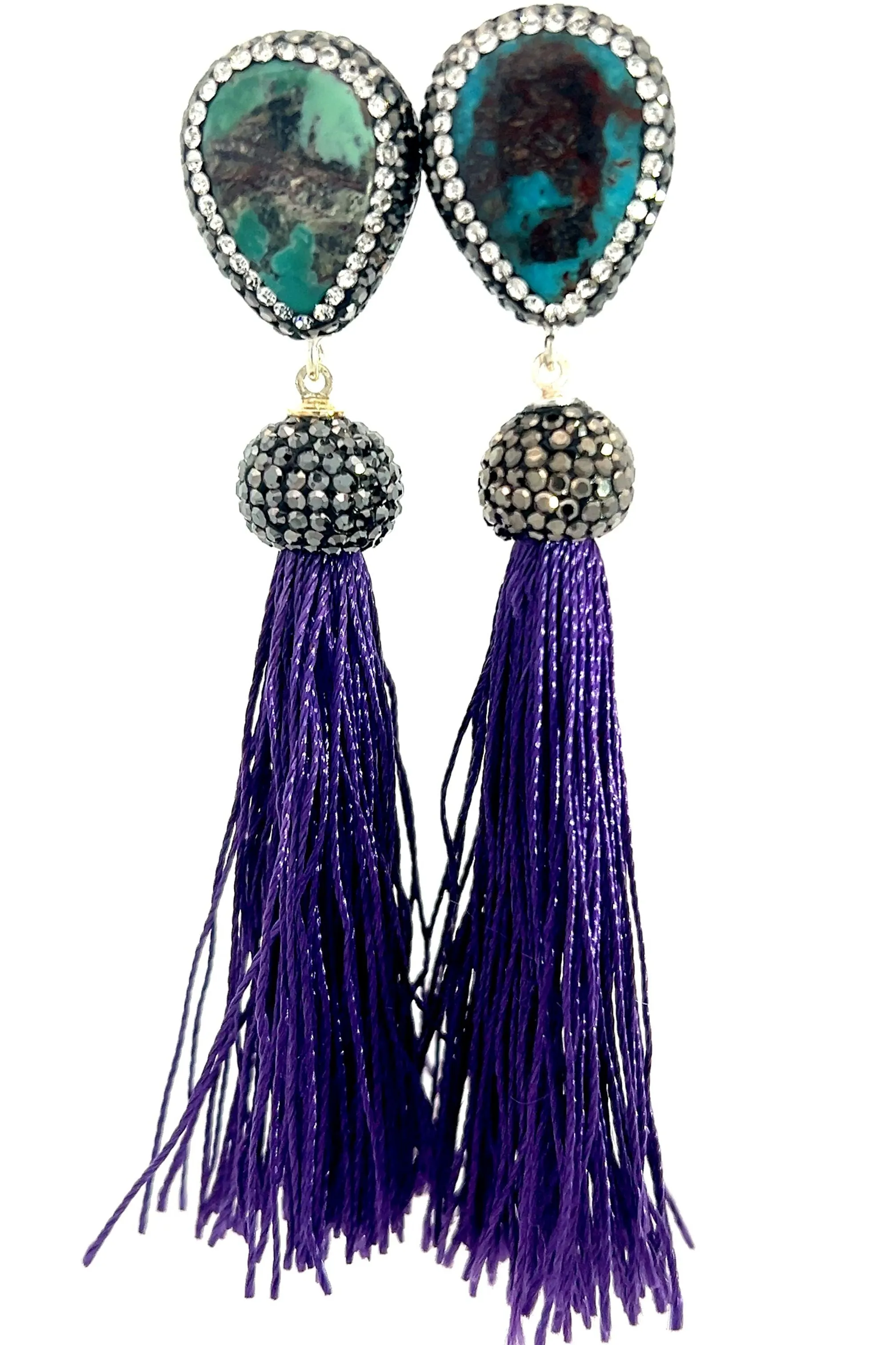 Teardrop Gemstone Tassel 925 Sterling Silver Earring