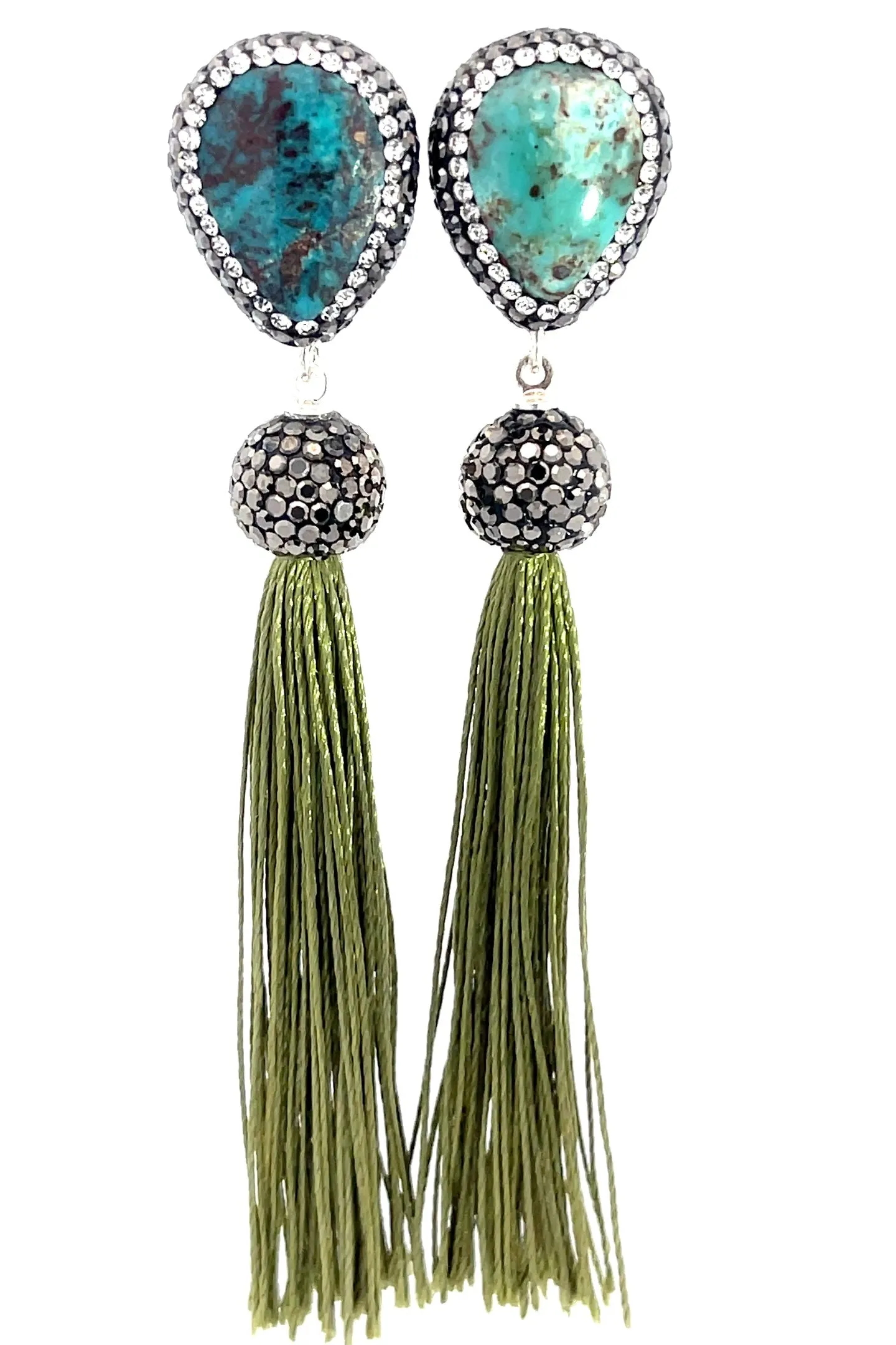 Teardrop Gemstone Tassel 925 Sterling Silver Earring