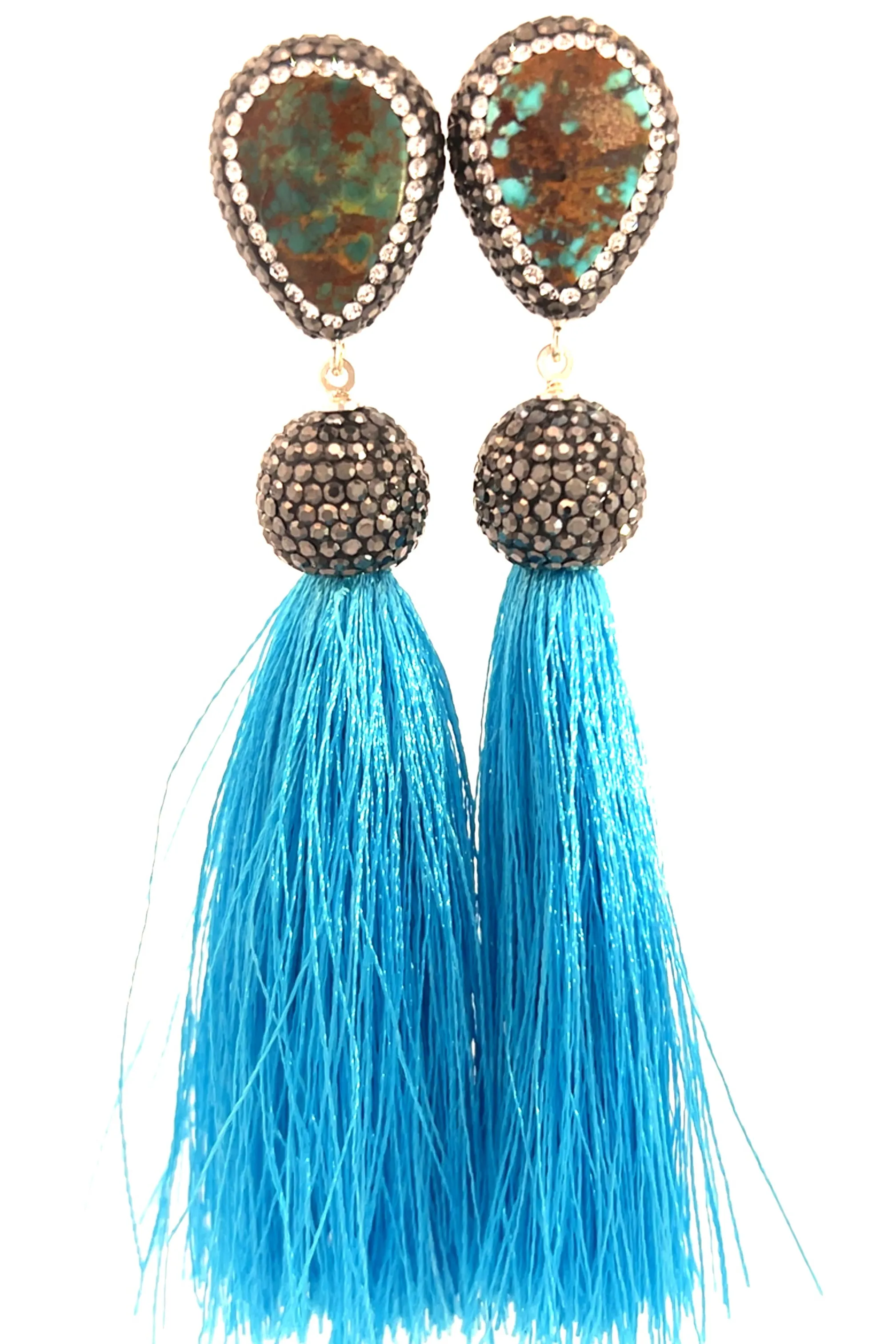 Teardrop Gemstone Tassel 925 Sterling Silver Earring