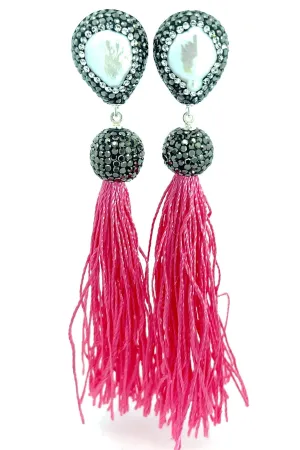 Teardrop Gemstone Tassel 925 Sterling Silver Earring