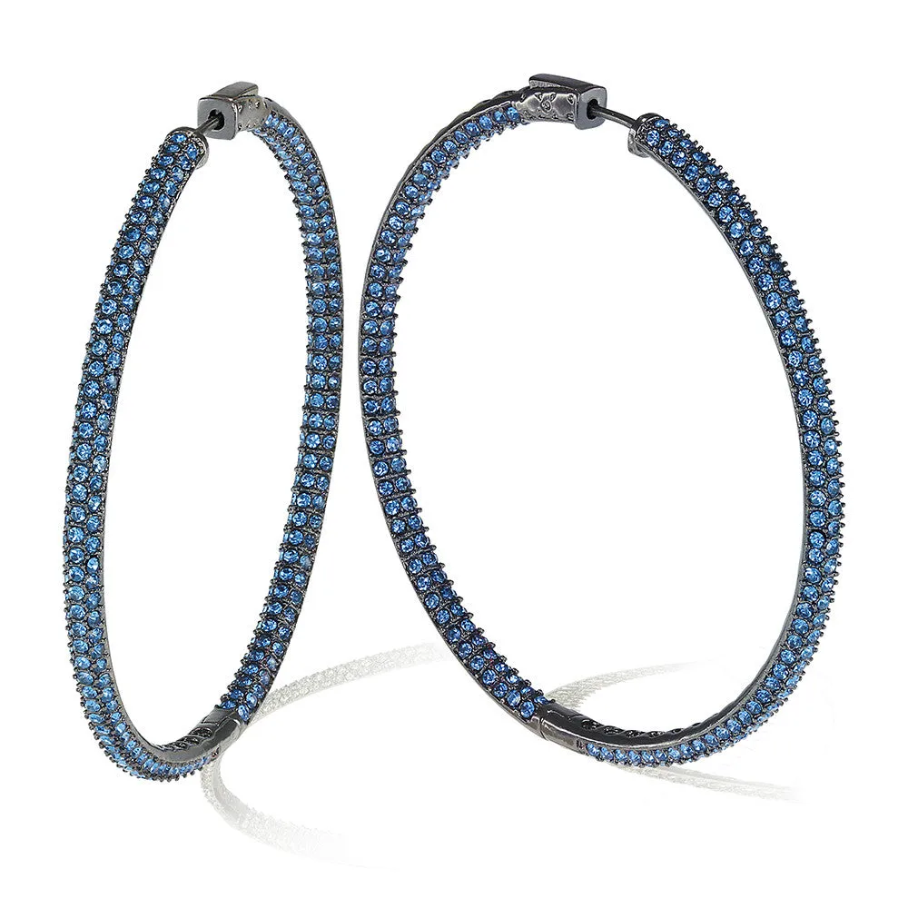 “The Grand” Hematite Plated Pave Crystal Inside-outside Hoop Earrings
