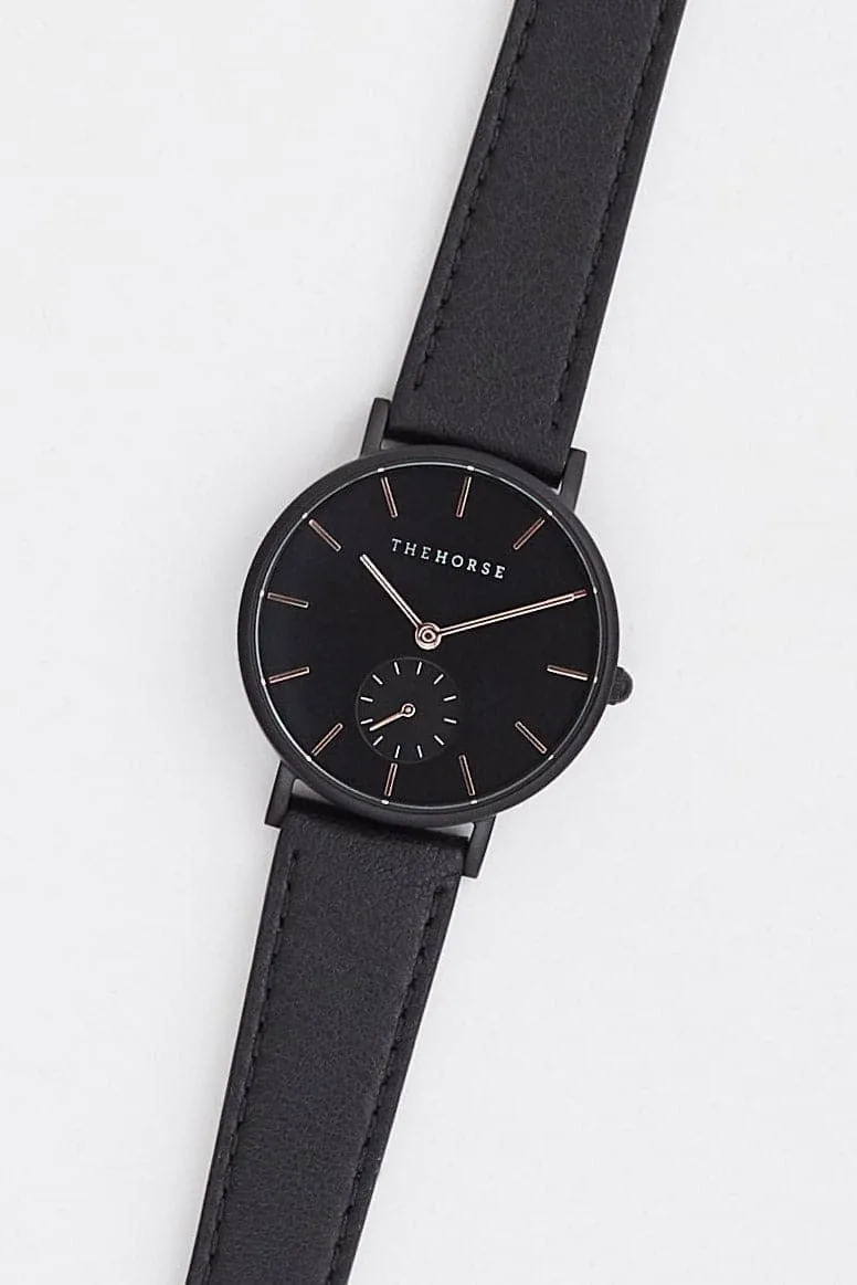 THE HORSE CLASSIC WATCH - BLACK/ ROSE GOLD INDEX/ BLACK LEATHER