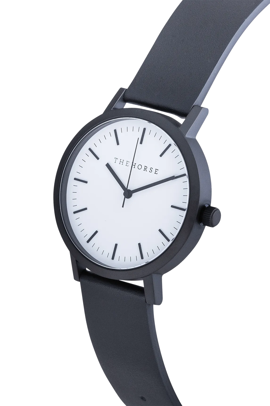 THE HORSE ORIGINAL WATCH - MATTE BLACK/WHITE/BLACK LEATHER