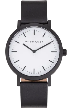 THE HORSE ORIGINAL WATCH - MATTE BLACK/WHITE/BLACK LEATHER