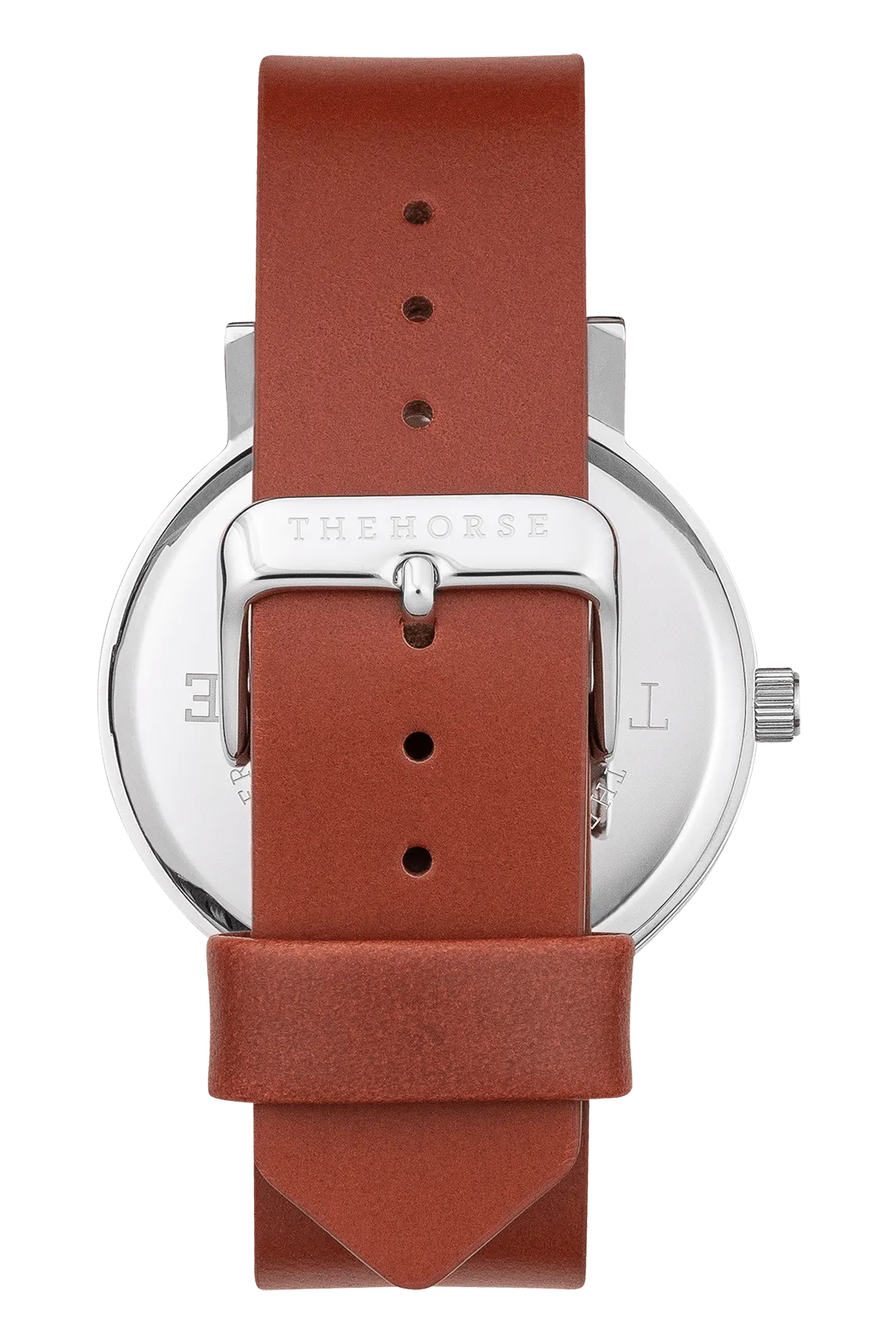 THE HORSE ORIGINAL WATCH - POLISHED STEEL/ WHITE FACE/TAN LEATHER