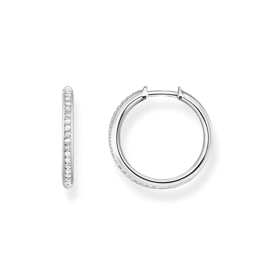 Thomas Sabo Hoop Earrings White Stones Silver TCR673