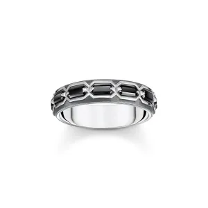 THOMAS SABO Ring Crocodile Shell with Stones Silver Blackened