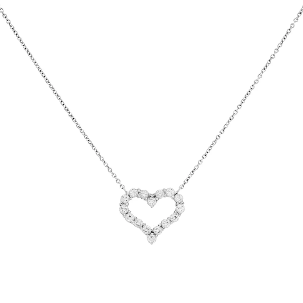 Tiffany & Co. Platinum & Diamond  Small  Hearts Pendant