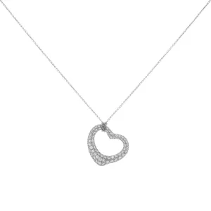 Tiffany & Co. Platinum Diamond 22mm Open Heart Pendant