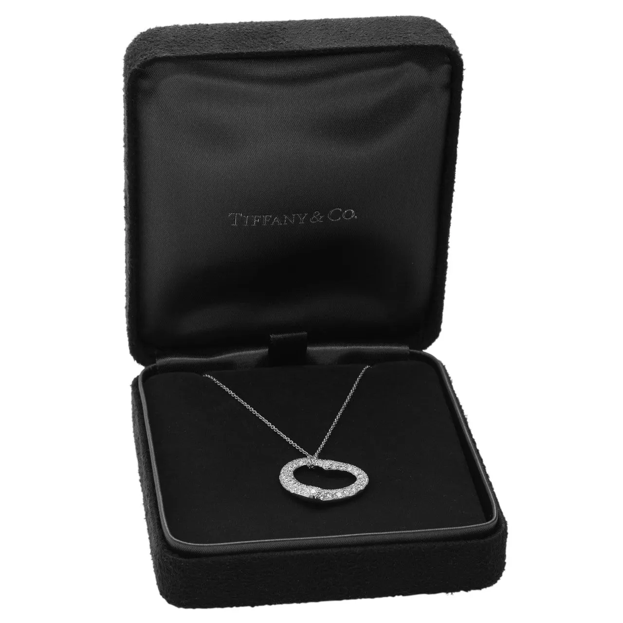 Tiffany & Co. Platinum Diamond 22mm Open Heart Pendant