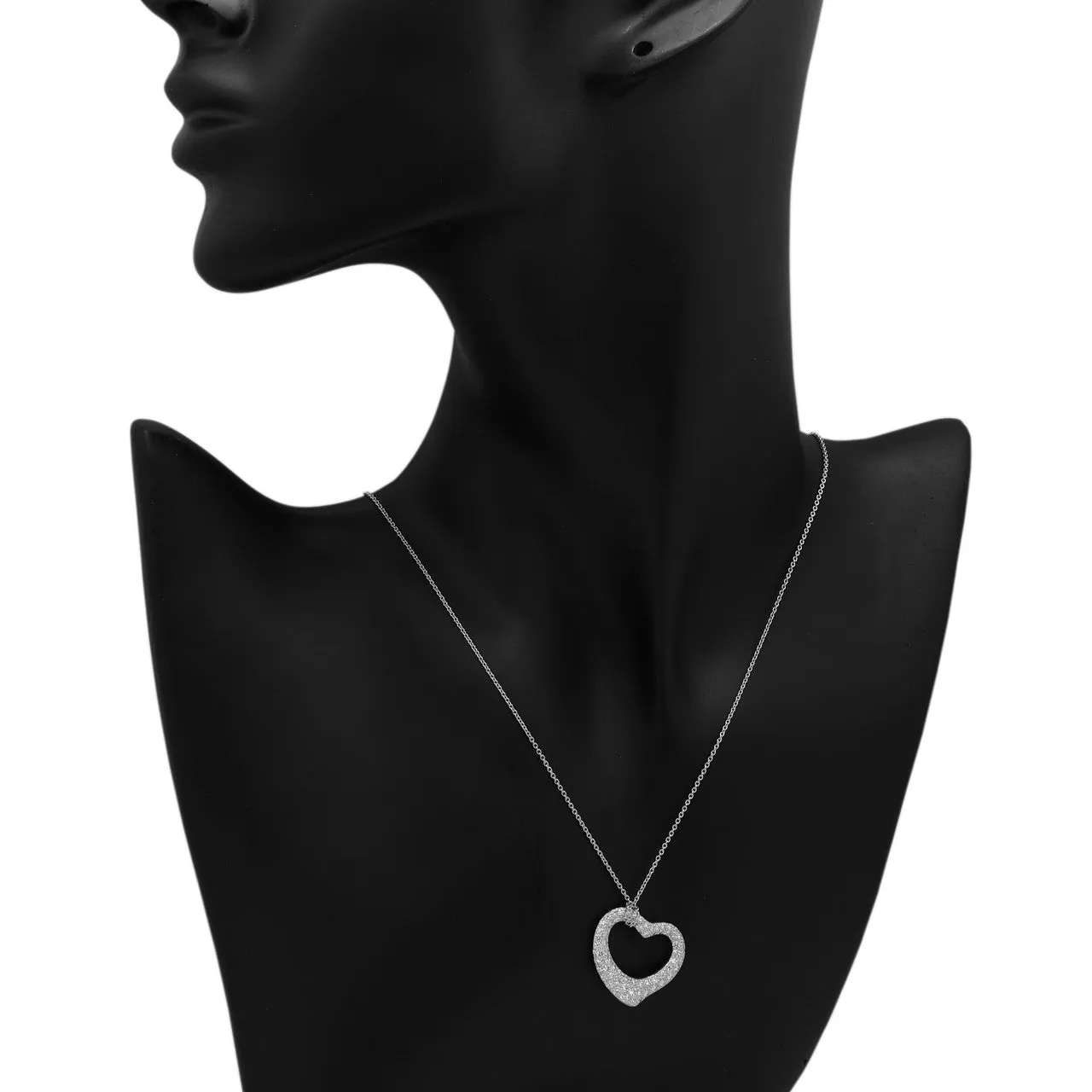 Tiffany & Co. Platinum Diamond 22mm Open Heart Pendant
