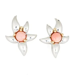 Tiffany & Co Starfish Earrings Vintage 1993 Coral Silver 18k Yellow Gold Jewelry