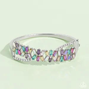 Timeless Trifecta - Multi - Colorful Emerald Cut Gem Paparazzi Hinge Bracelet - May 2023 Life of the Party Exclusive
