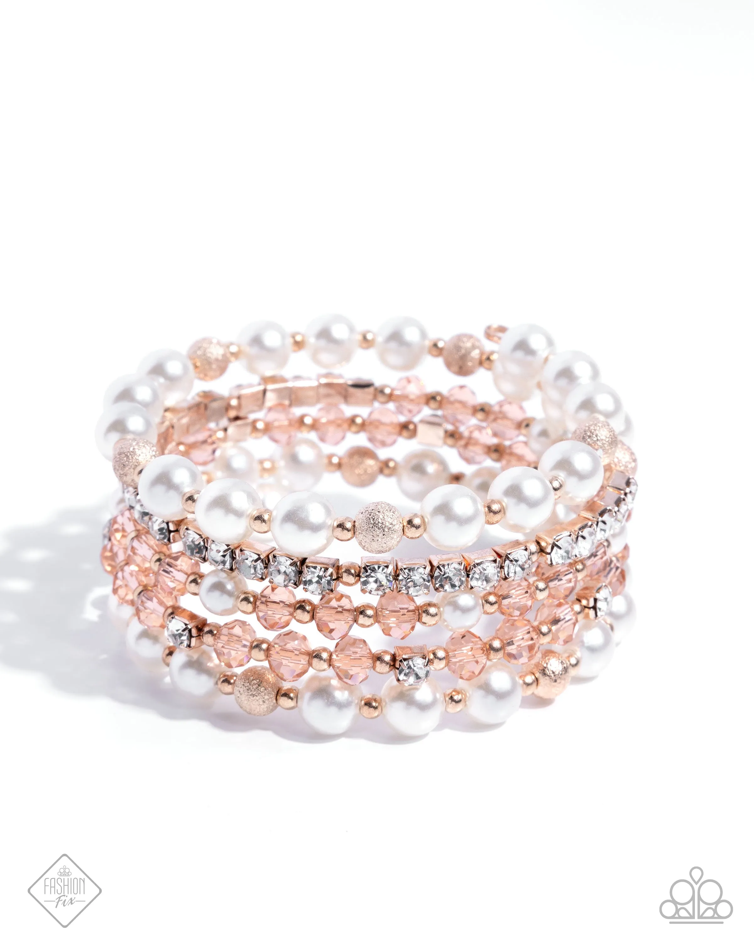 To An Elegant Extent - Rose Gold & White Pearls Coil Bracelet - December 2024 Glimpses of Malibu