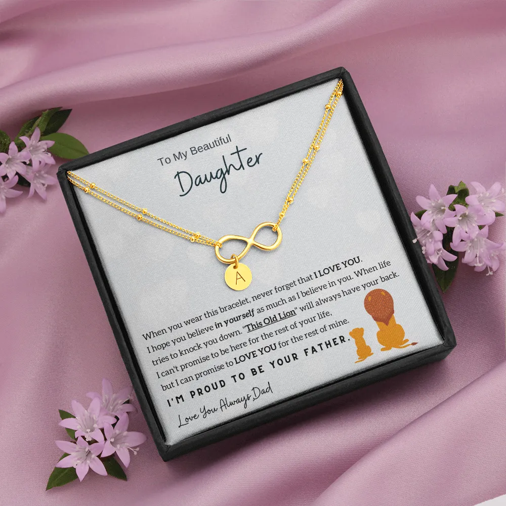 To My Daughter - Gold Dipped Infinity Bracelet - Customizable Charm