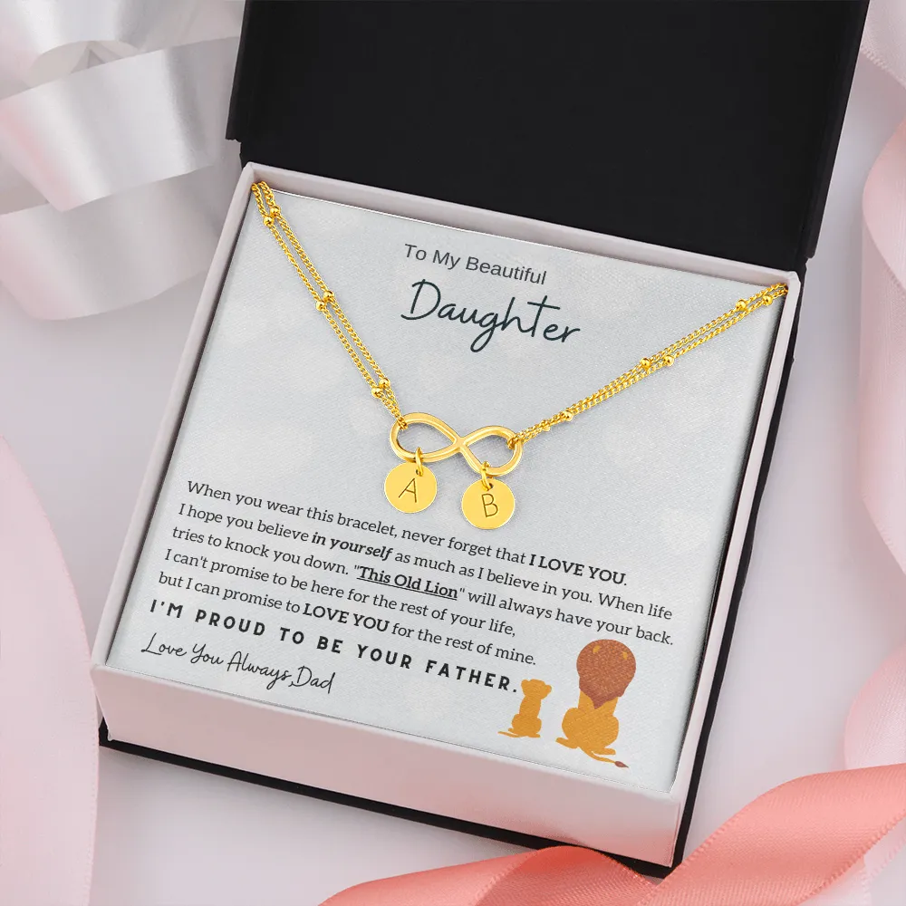 To My Daughter - Gold Dipped Infinity Bracelet - Customizable Charm