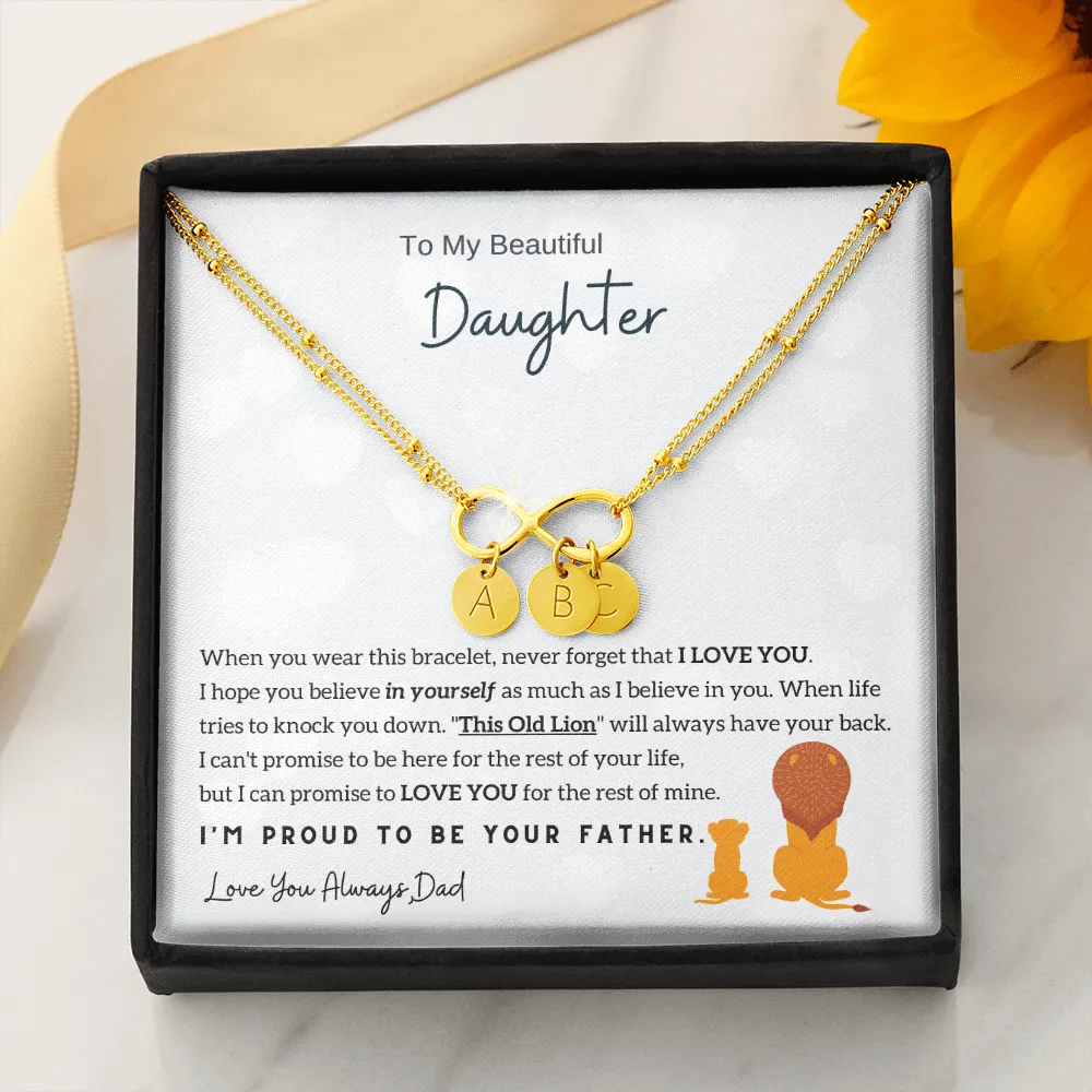 To My Daughter - Gold Dipped Infinity Bracelet - Customizable Charm