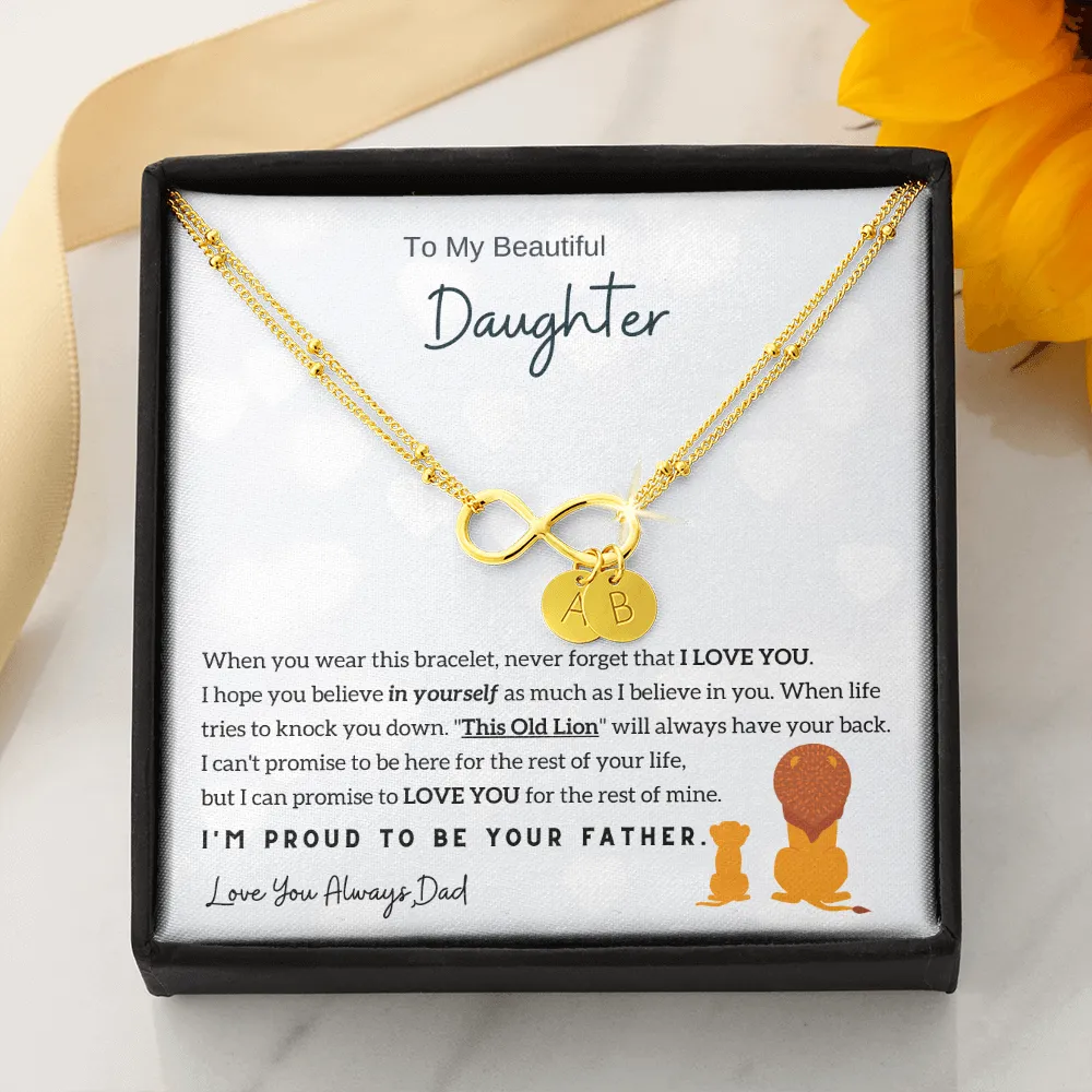 To My Daughter - Gold Dipped Infinity Bracelet - Customizable Charm