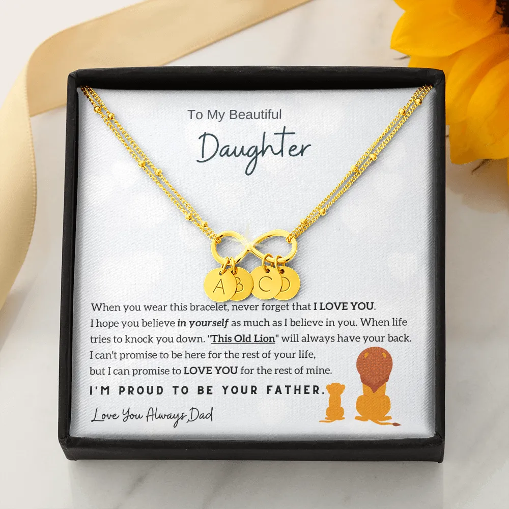To My Daughter - Gold Dipped Infinity Bracelet - Customizable Charm