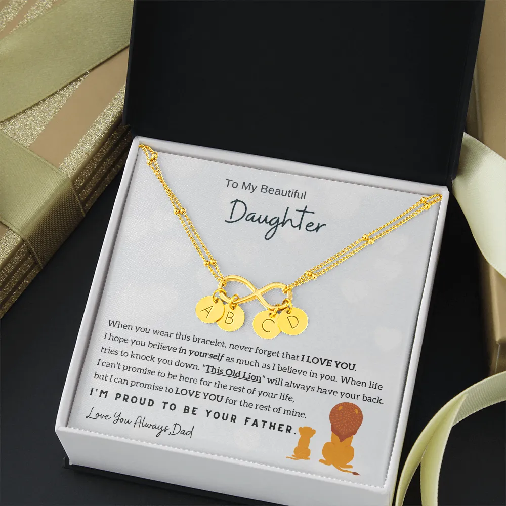 To My Daughter - Gold Dipped Infinity Bracelet - Customizable Charm