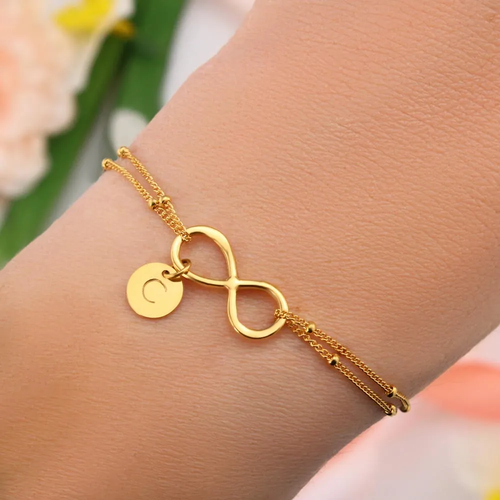 To My Daughter - Gold Dipped Infinity Bracelet - Customizable Charm