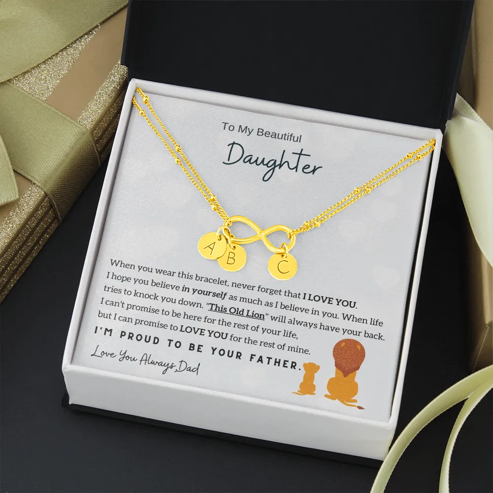 To My Daughter - Gold Dipped Infinity Bracelet - Customizable Charm