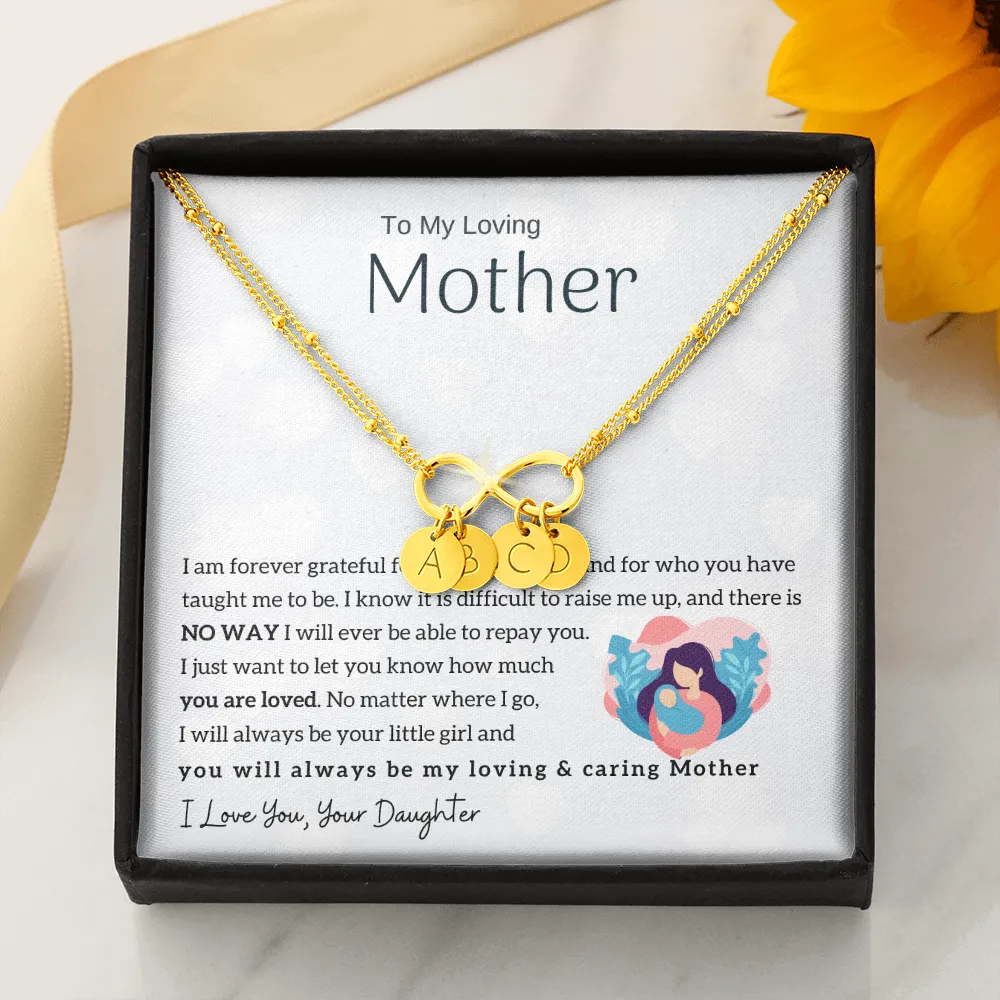 To My Mother - Infinity Bracelet - Initial Charms