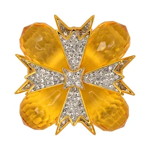Topaz and Crystal Cross Pin