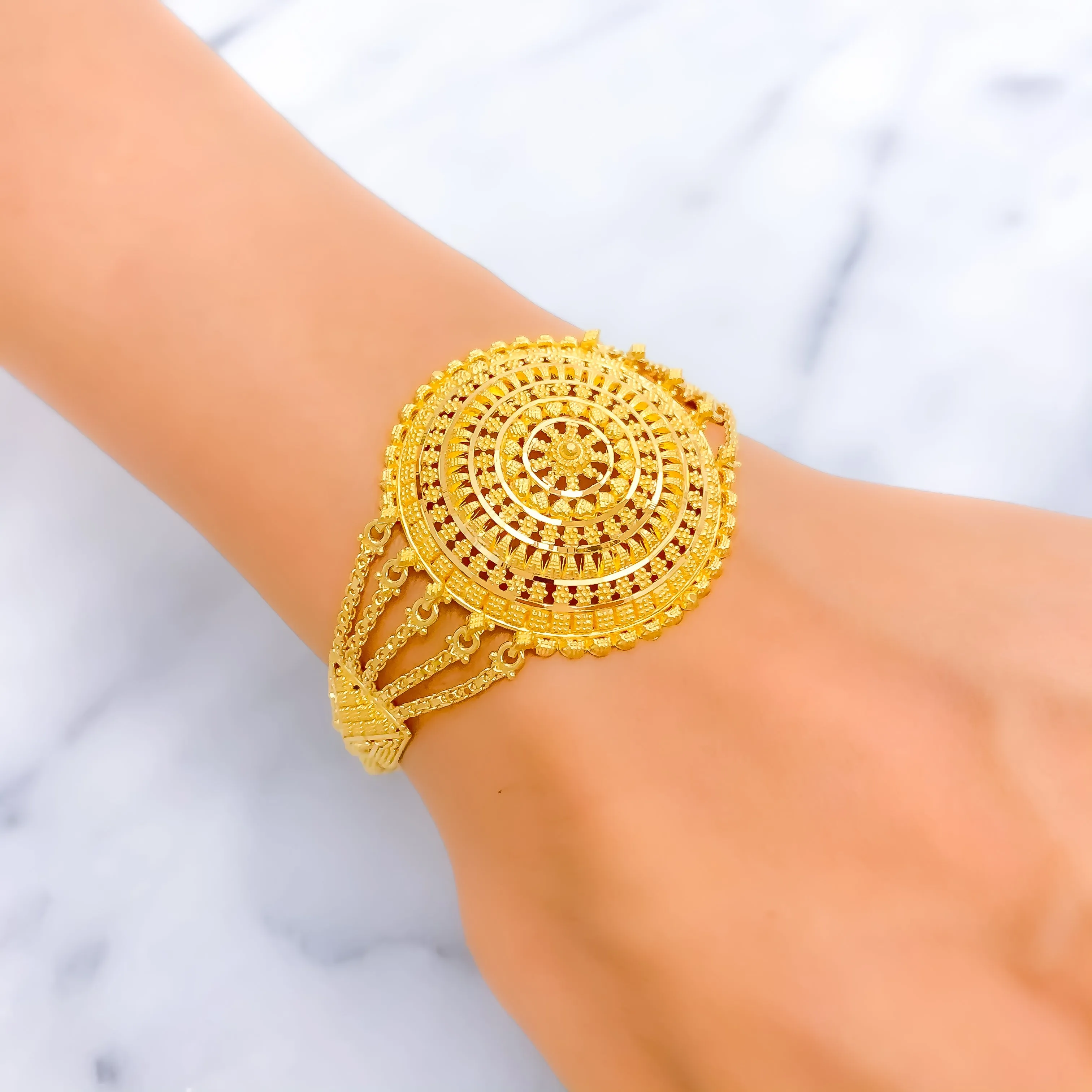 Traditional Mandala 22k Gold Statement Bracelet