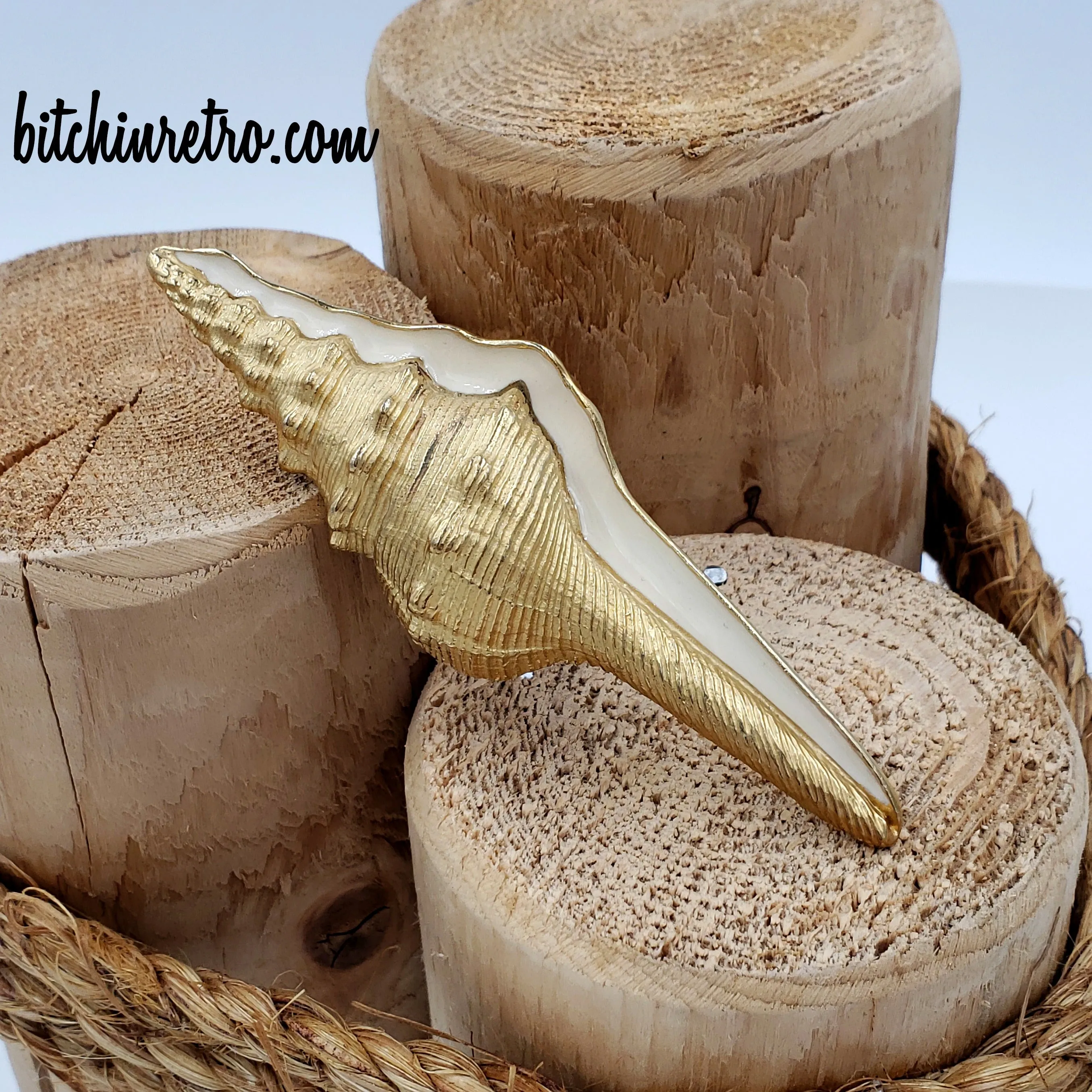 Trifari TM Vintage Conch Shell Brooch
