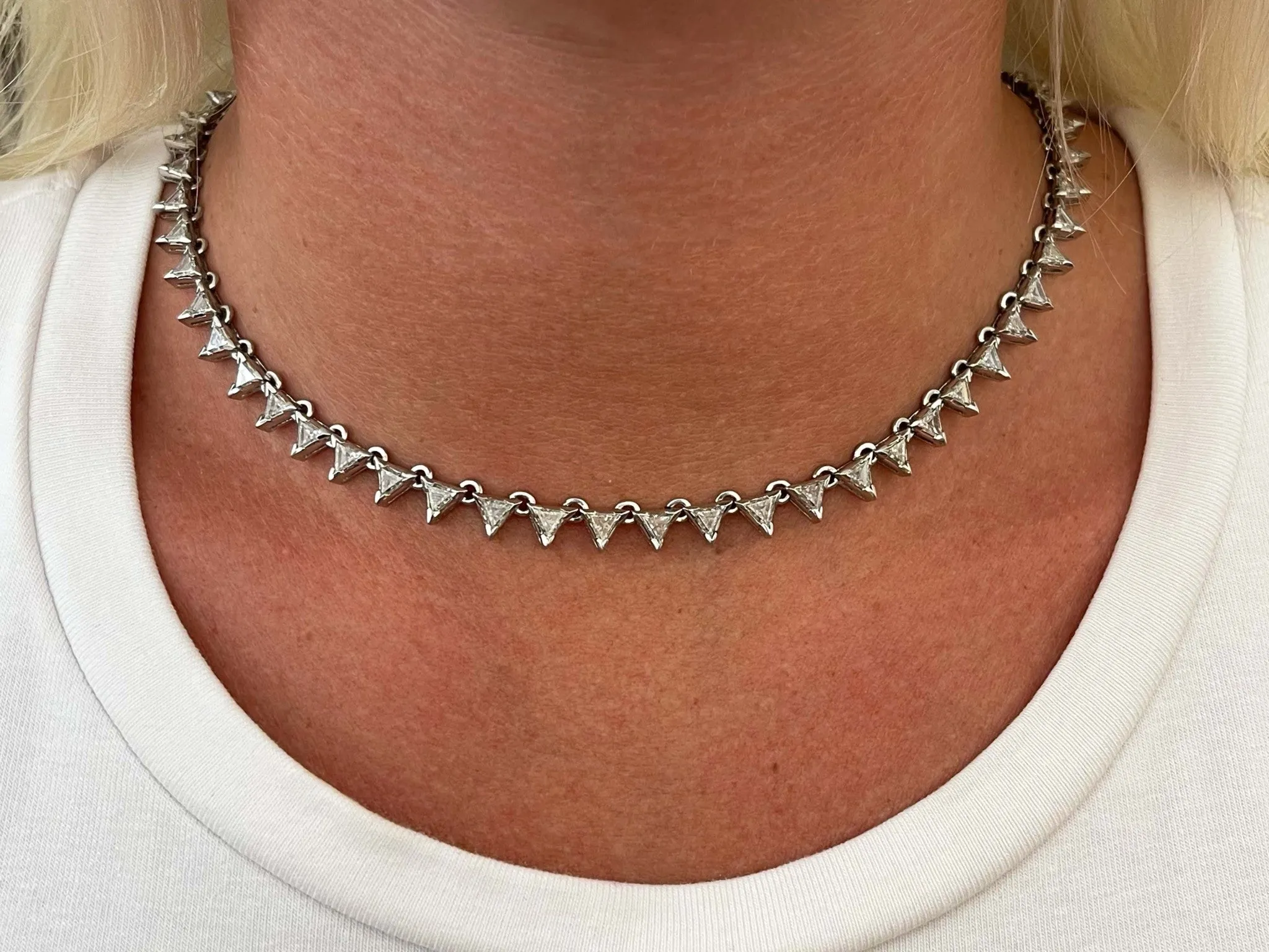 Trillion 9.72 ctw Diamond Choker Necklace In Platinum