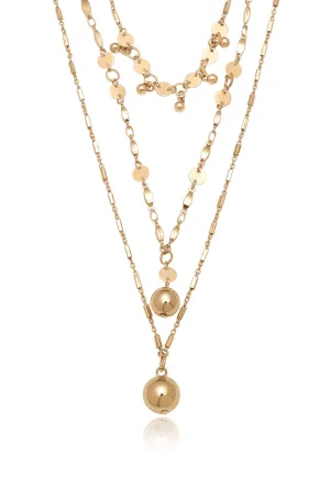 Triple Threat Gold Ball Charm 18k Gold Plated Necklace Set