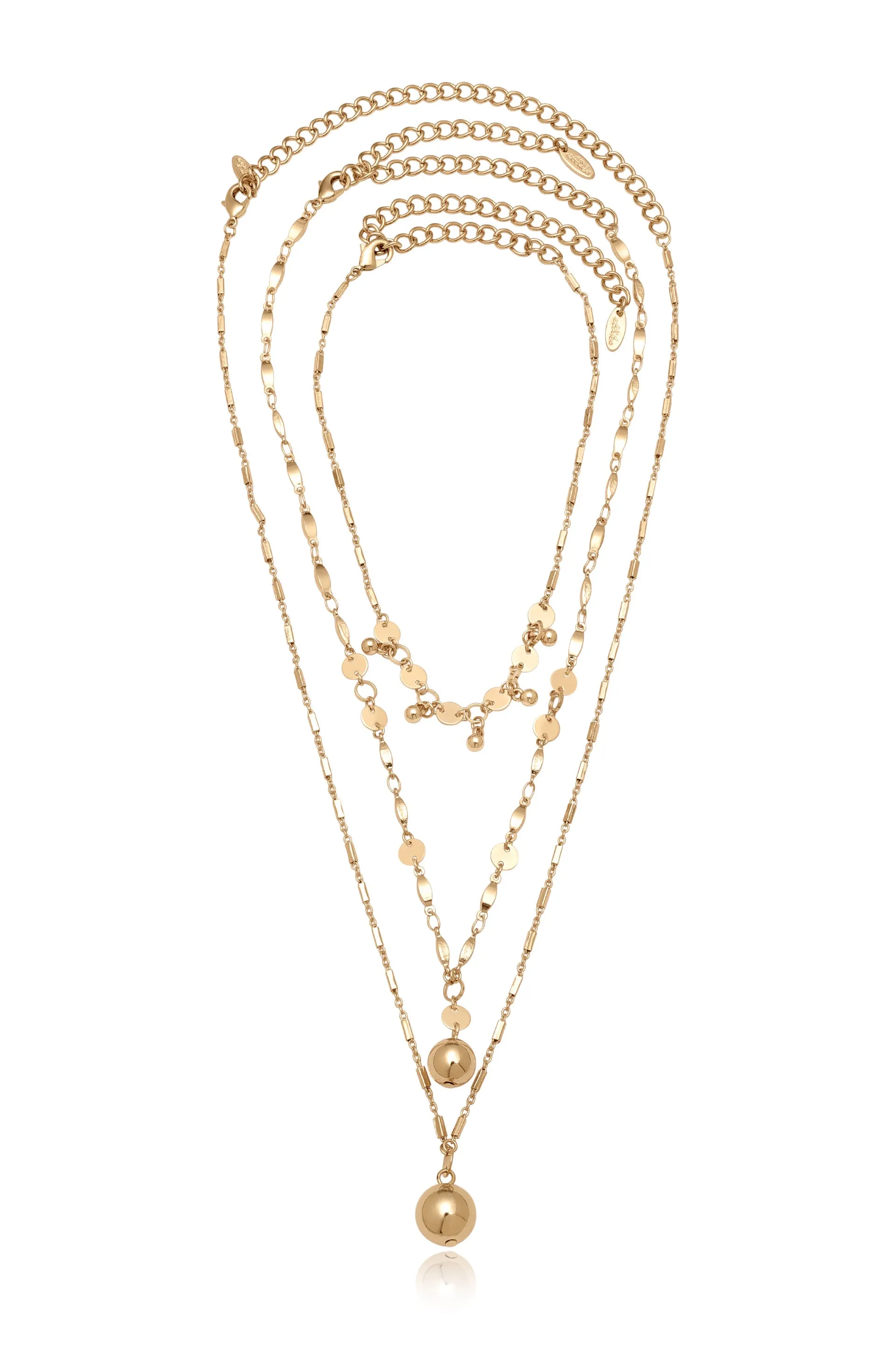 Triple Threat Gold Ball Charm 18k Gold Plated Necklace Set