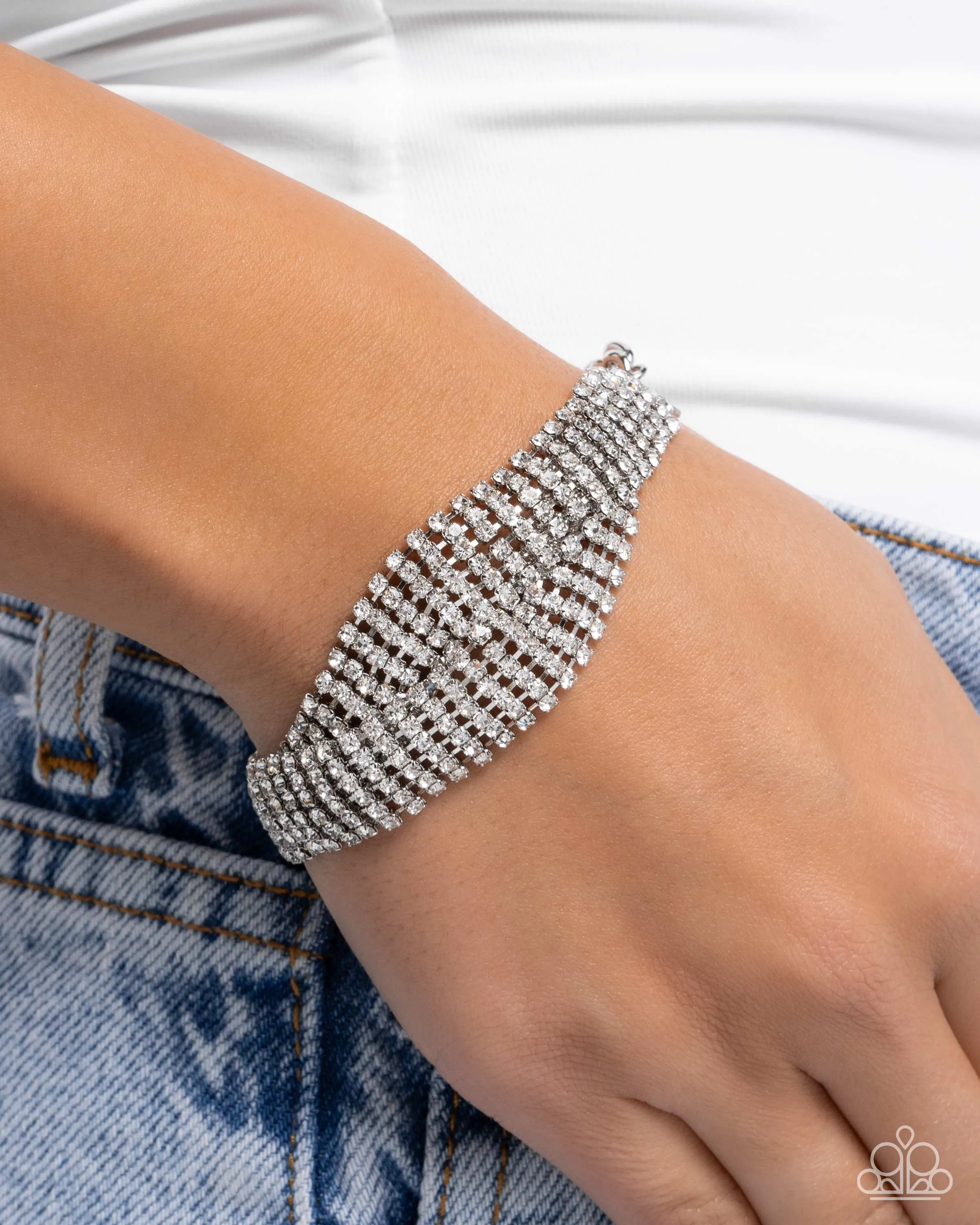 Trustworthy Twist - White (Rhinestone) Bracelet