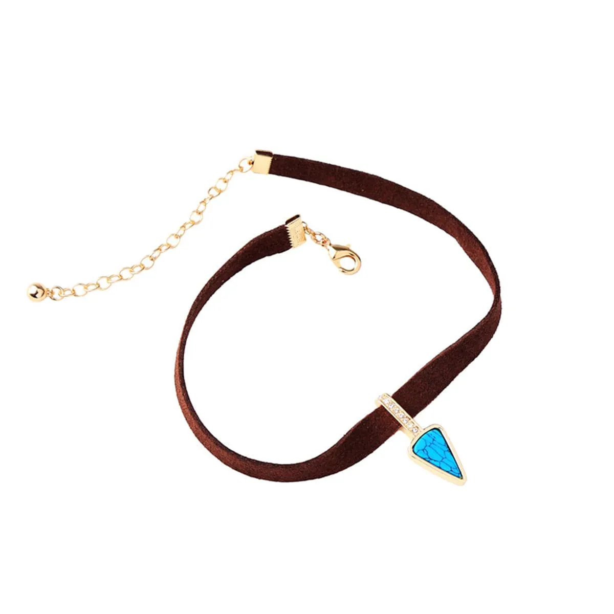 Turquoise & Cubic Zirconia Triangle Choker Necklace