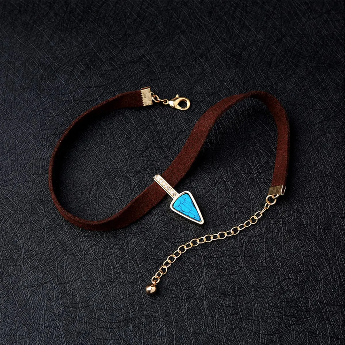 Turquoise & Cubic Zirconia Triangle Choker Necklace