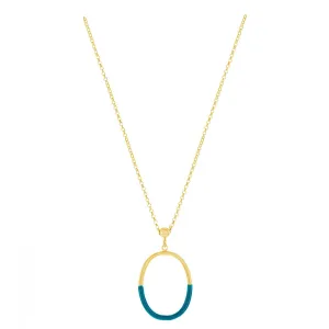 Turquoise Enamel Oval Drop Necklace