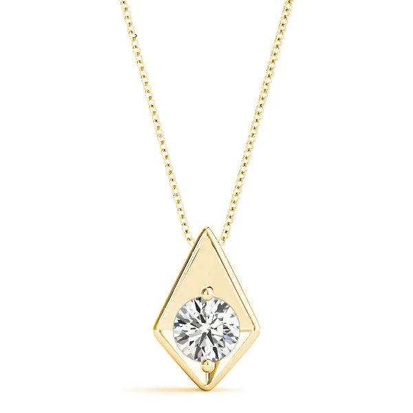 Two Prong Round Diamond Solitaire Necklace Pendant