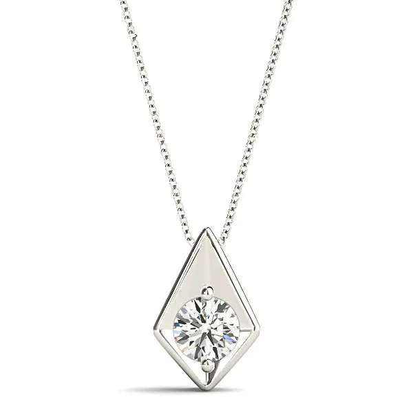Two Prong Round Diamond Solitaire Necklace Pendant